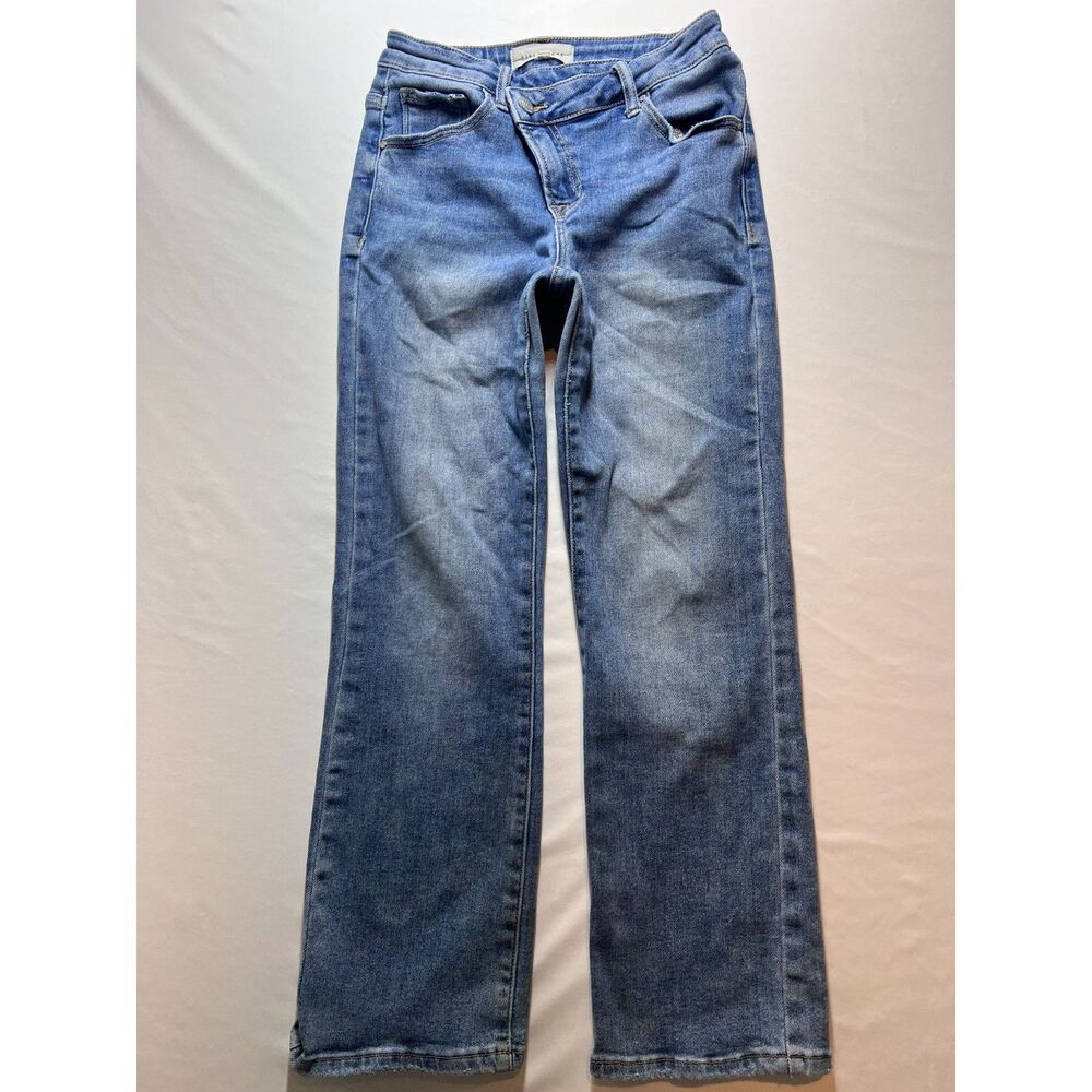 RISEN RDP5353 Etta High Rise Wide Released Hem Straight Jeans 3/26